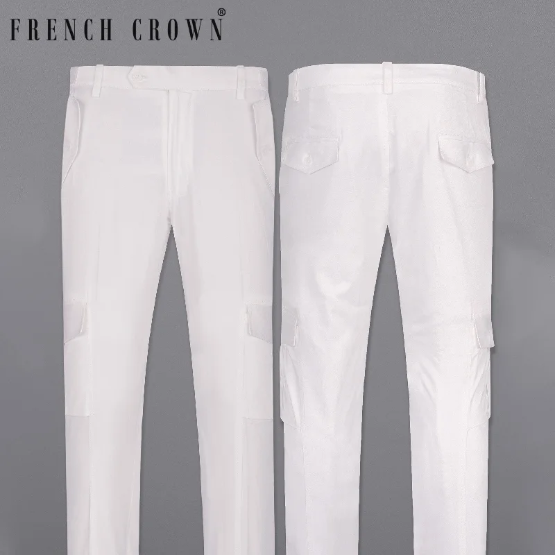 Bright White Super Soft Premium Cotton Cargo Pant