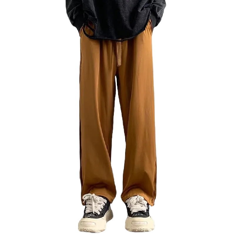 High street Retro Solid Color Straight Sweatpants