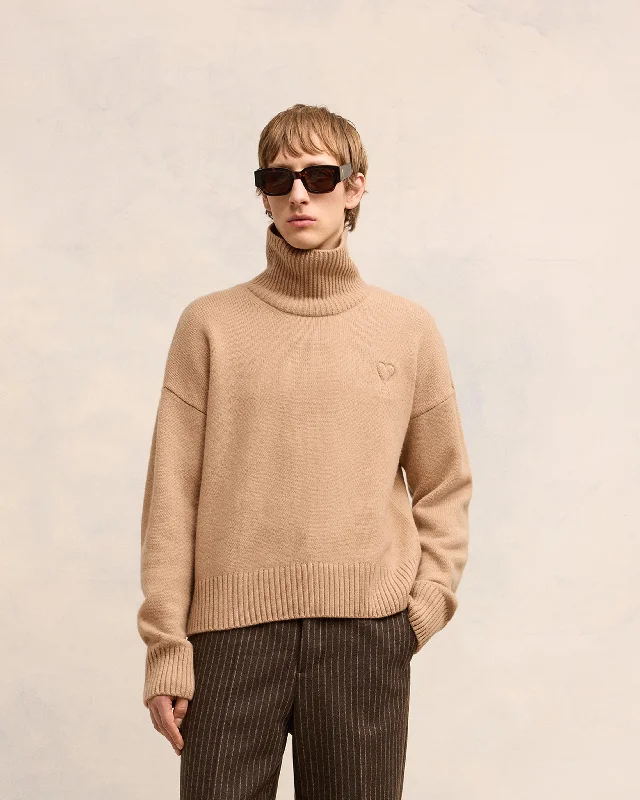 Embossed Ami de Coeur Funnel Neck Sweater