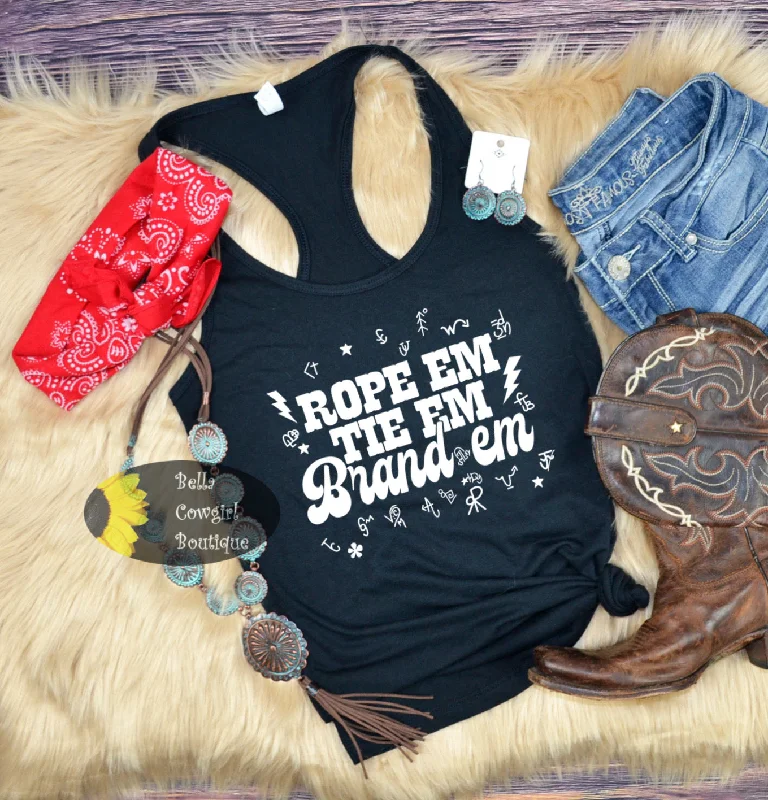 Rope Em Tie Em Brand Em Western Women's Tank Top