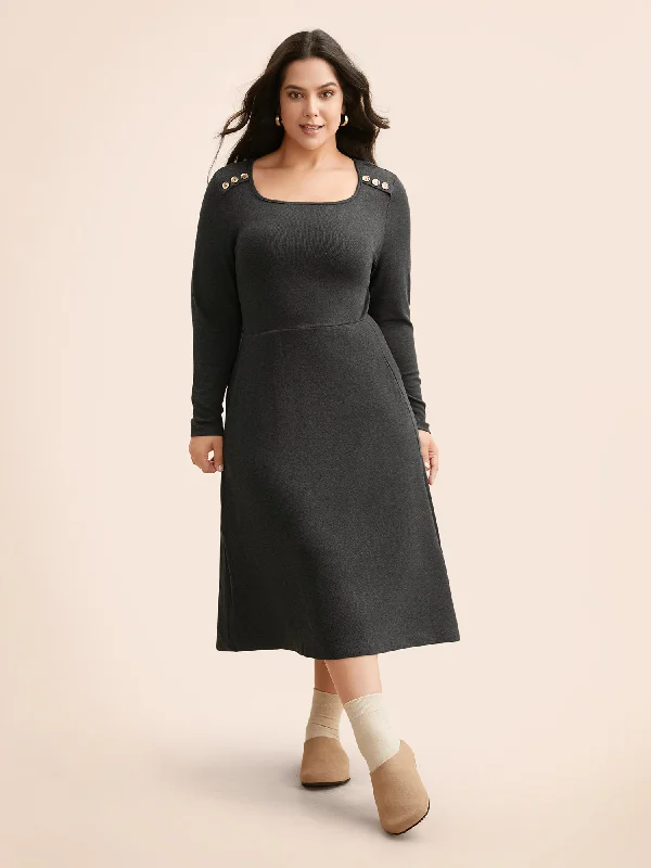 Supersoft Essentials Button Shoulder Midi Dress